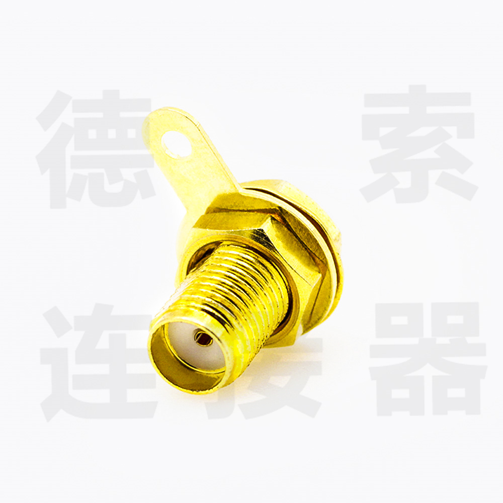 SMA连接器母直式穿墙焊接铜镀金标准50欧姆
