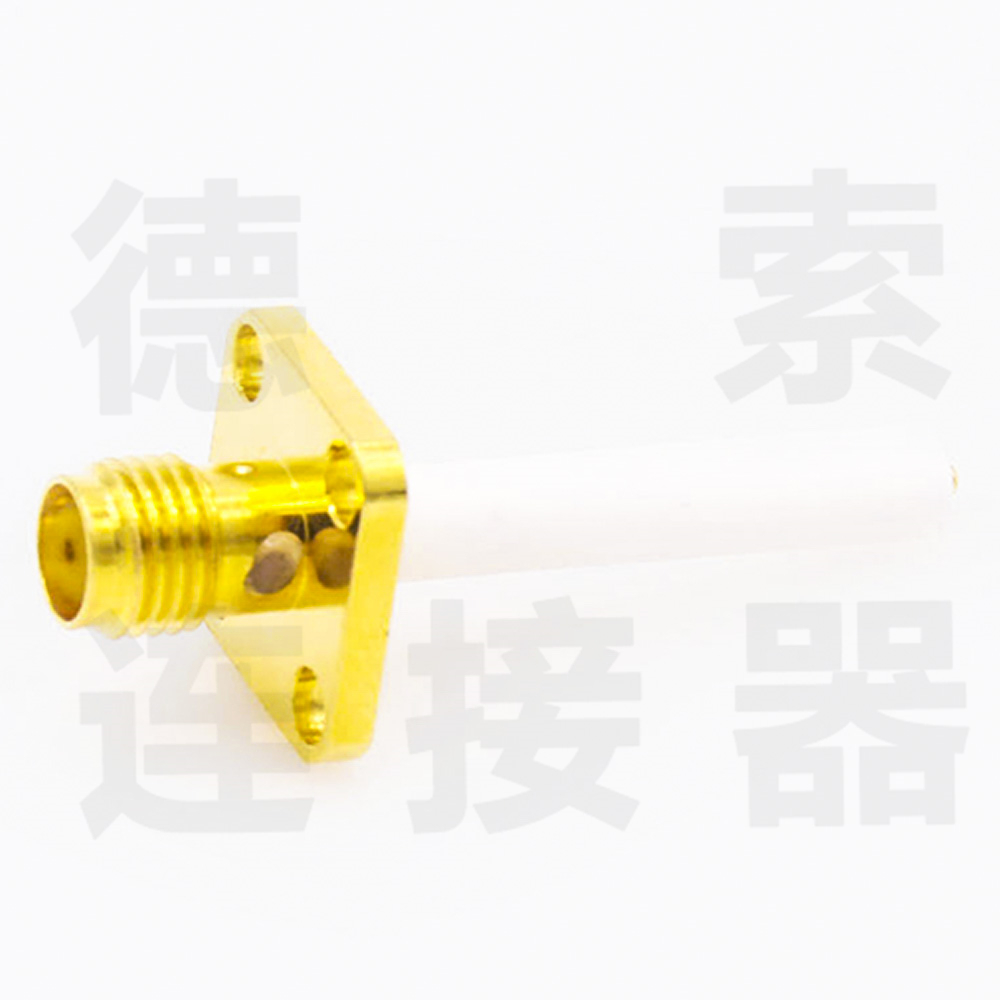 SMA连接器母头4孔法兰/焊板铜镀金标准50欧姆