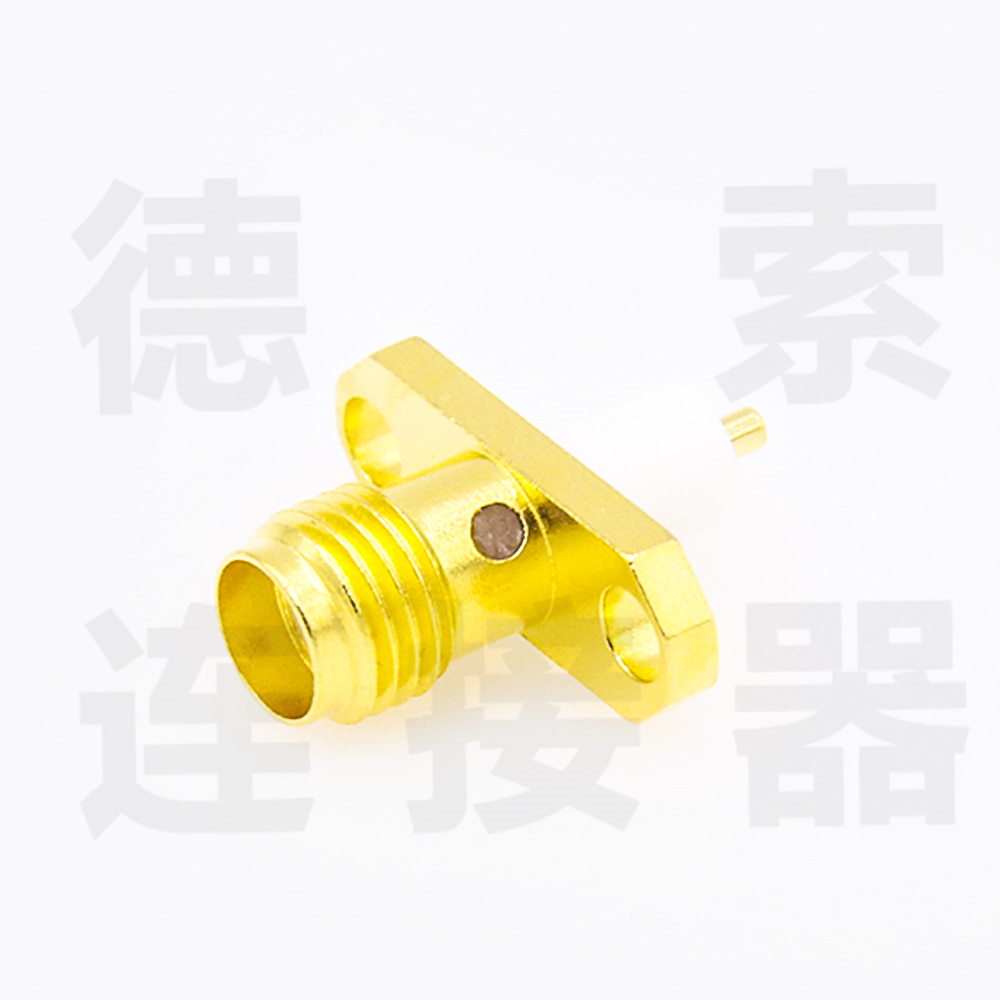 德索SMA连接器母头2孔法兰/焊板铜镀金50欧姆厂家