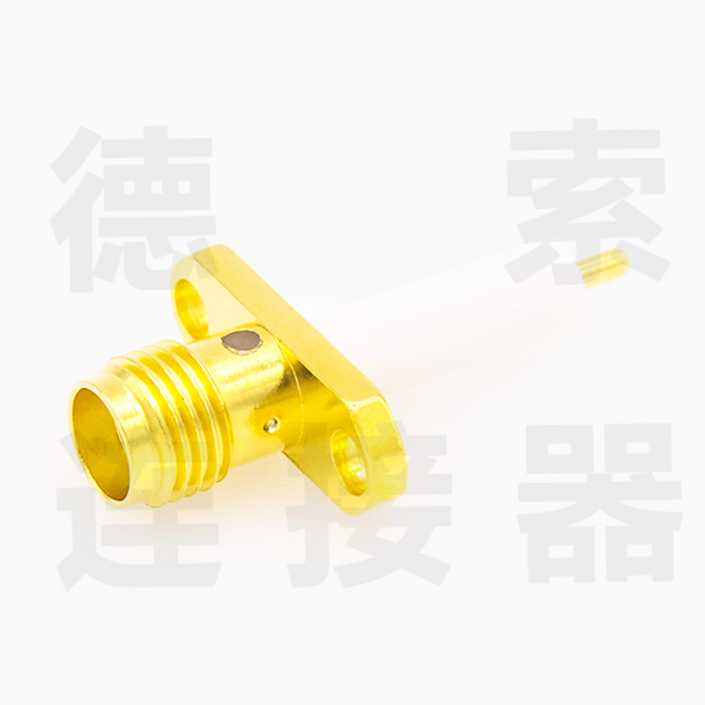 德索SMA连接器母头2孔法兰/焊板铜镀金50欧姆厂家定制