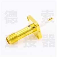 德索SMA连接器母直式4孔法兰/焊板铜镀金标准50欧姆工厂