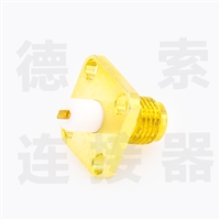 德索SMA连接器母头直式4孔法兰/焊板铜镀金标准50欧姆定制