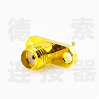 德索SMA连接器母2孔法兰/焊板铜镀金标准50欧姆
