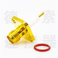 德索SMA连接器母头4孔法兰/焊板防水铜镀金标准50欧姆