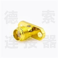 德索SMA连接器母头2孔法兰/焊板铜镀金标准50欧姆