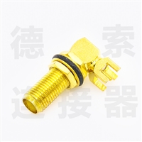 SMA连接器母弯式穿墙/插孔防水铜镀金标准50欧姆