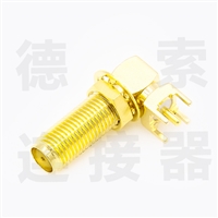 SMA连接器母头弯式穿墙/插孔铜镀金标准50欧姆