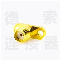 SMA连接器母头2孔法兰/焊板铜镀金标准50欧姆