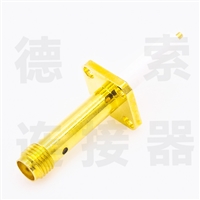 德索SMA连接器母头4孔法兰/焊板铜镀金标准50欧姆