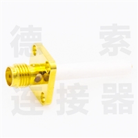 SMA连接器母头4孔法兰/焊板铜镀金标准50欧姆