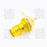 SMA连接器母直式穿墙/焊板铜镀金标准50欧姆