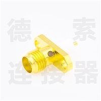 德索SMA连接器母头2孔法兰/焊板铜镀金50欧姆厂家