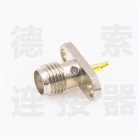 SMA连接器母直式2孔法兰焊杯铜镀镍标准50欧姆