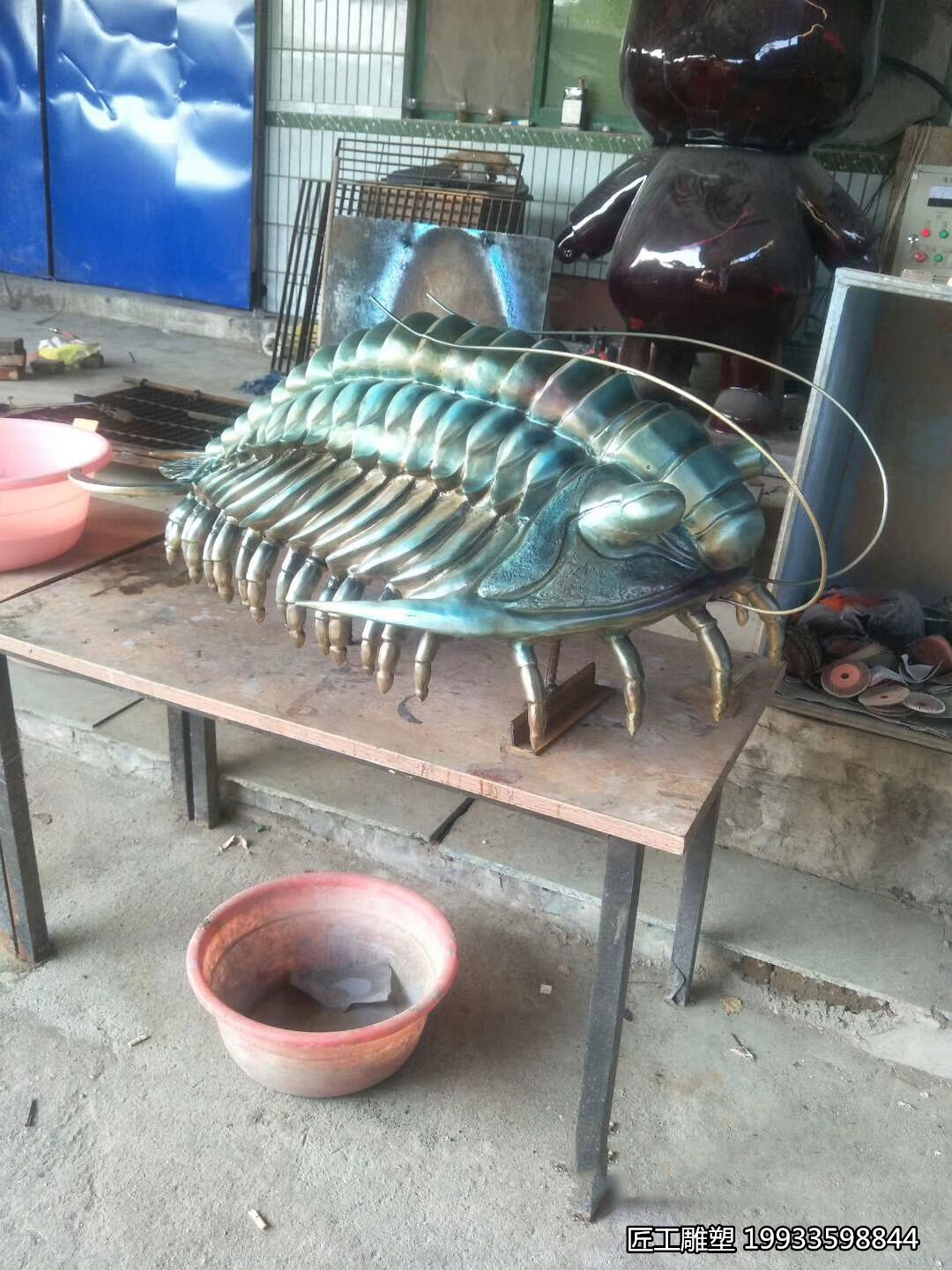 玻璃钢仿真动物三叶虫造型摆件雕塑