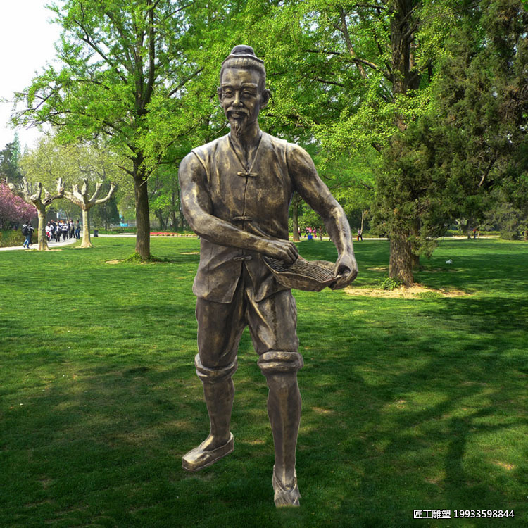 玻璃钢传统民俗农民题材雕塑