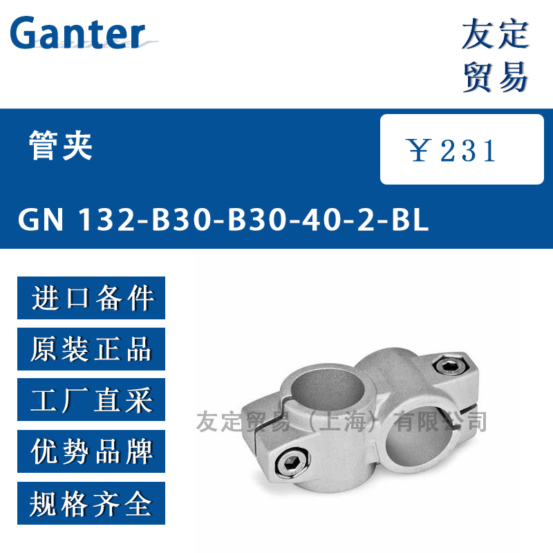 Ganter GN 132-B30-B30-40-2-BL管夹