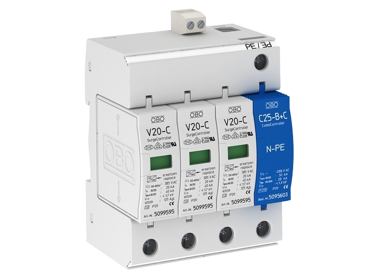 OBO防雷器 V20-C/3+NPE-385V 浪涌保护器 二级电源防雷 检测报告
