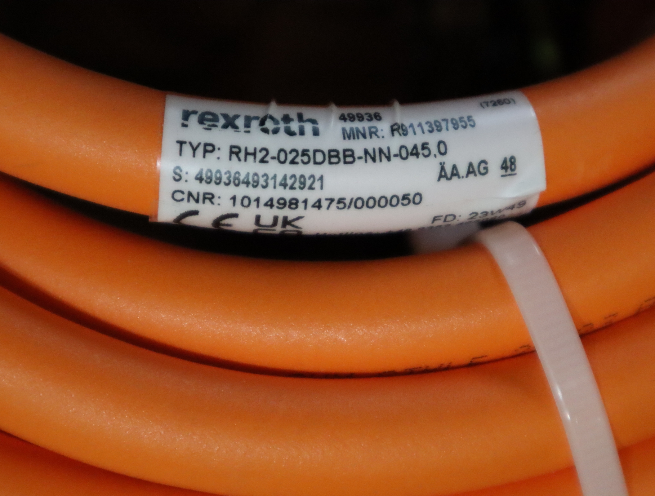 RH2-025DBB-NN-045.0 R911397955 力士乐REXROTH驱动器电缆接头