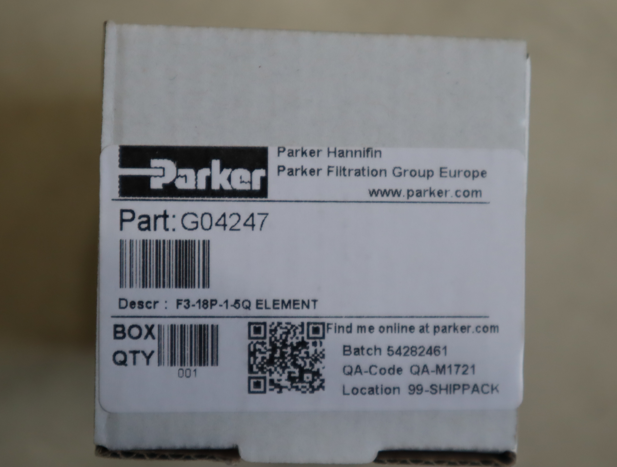 G04247 F3-18P-1-5Q ELEMENT 美国派克PARKER油滤芯