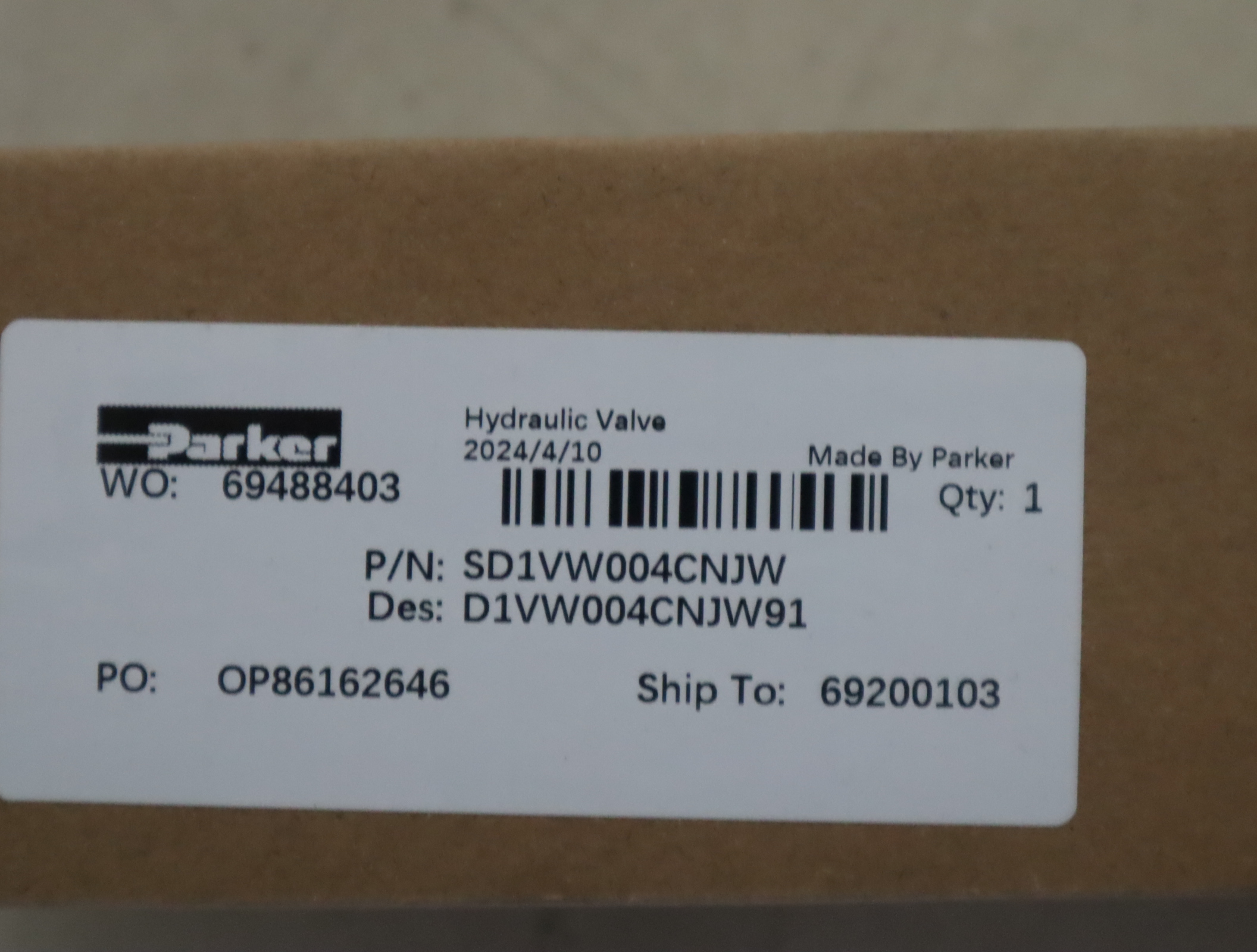 SD1VW004CNJW D1VW004CNJW91 美国派克PARKER电磁阀