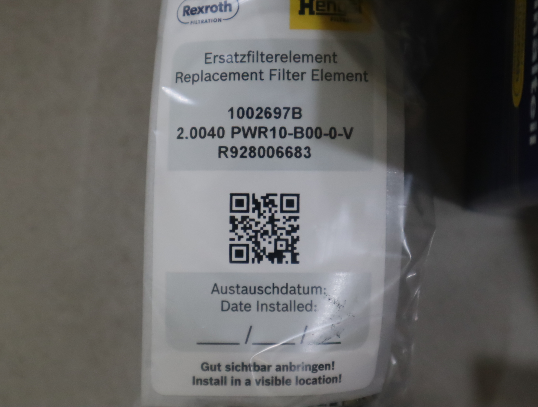 2.0040 PWR10-B00-0-V R928006683 1002697B 汉格斯特HENGST滤芯