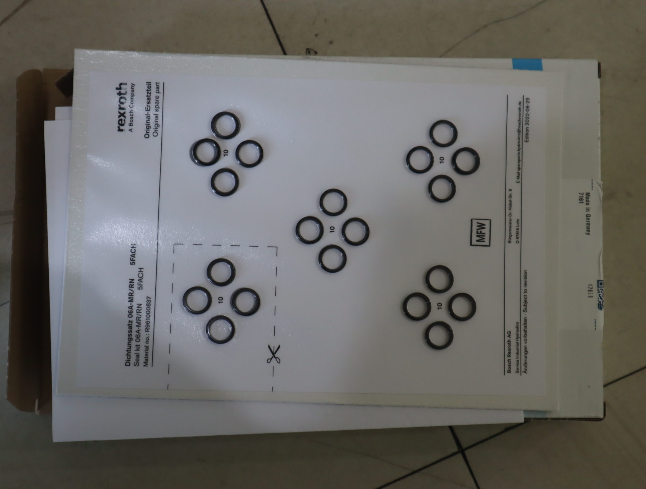 R961000837 06A-MR/RN DICHTUNGSSA 力士乐REXROTH密封件套件