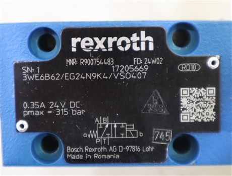 3WE6B62/EG24N9K4/VSO407 R900754483 德国力士乐REXROTH电磁阀