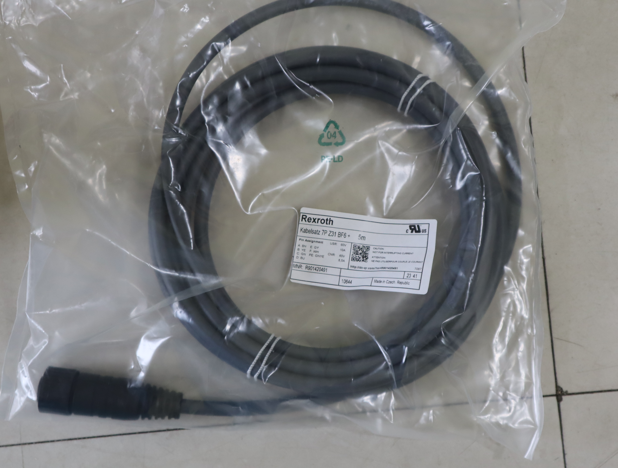 R901420491 Kabelsatz 7P Z31 BF6 +5M 电缆套件力士乐REXROTH电线