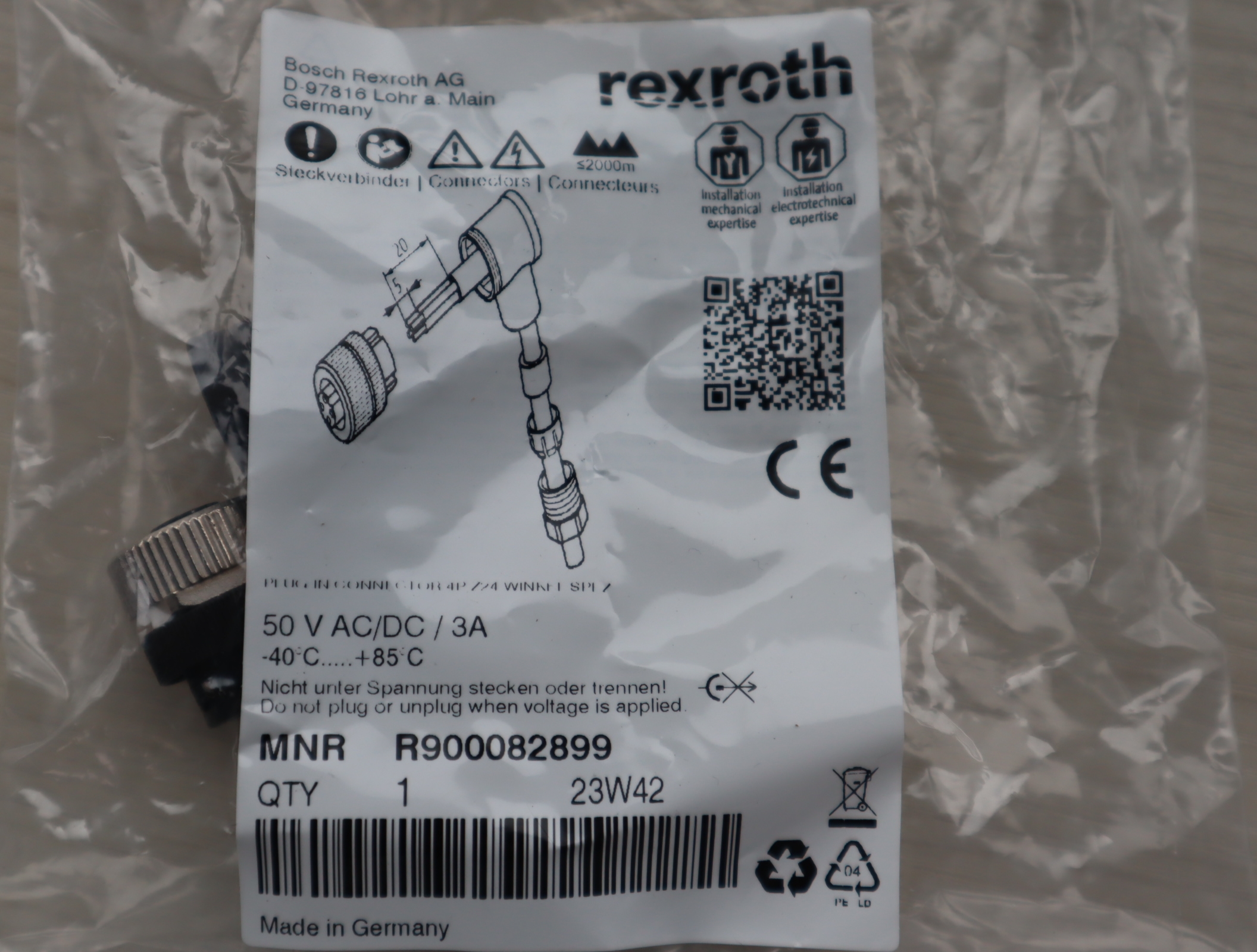 R900082899 4P Z24 WINKEL SPEZ 德国力士乐REXROTH插头