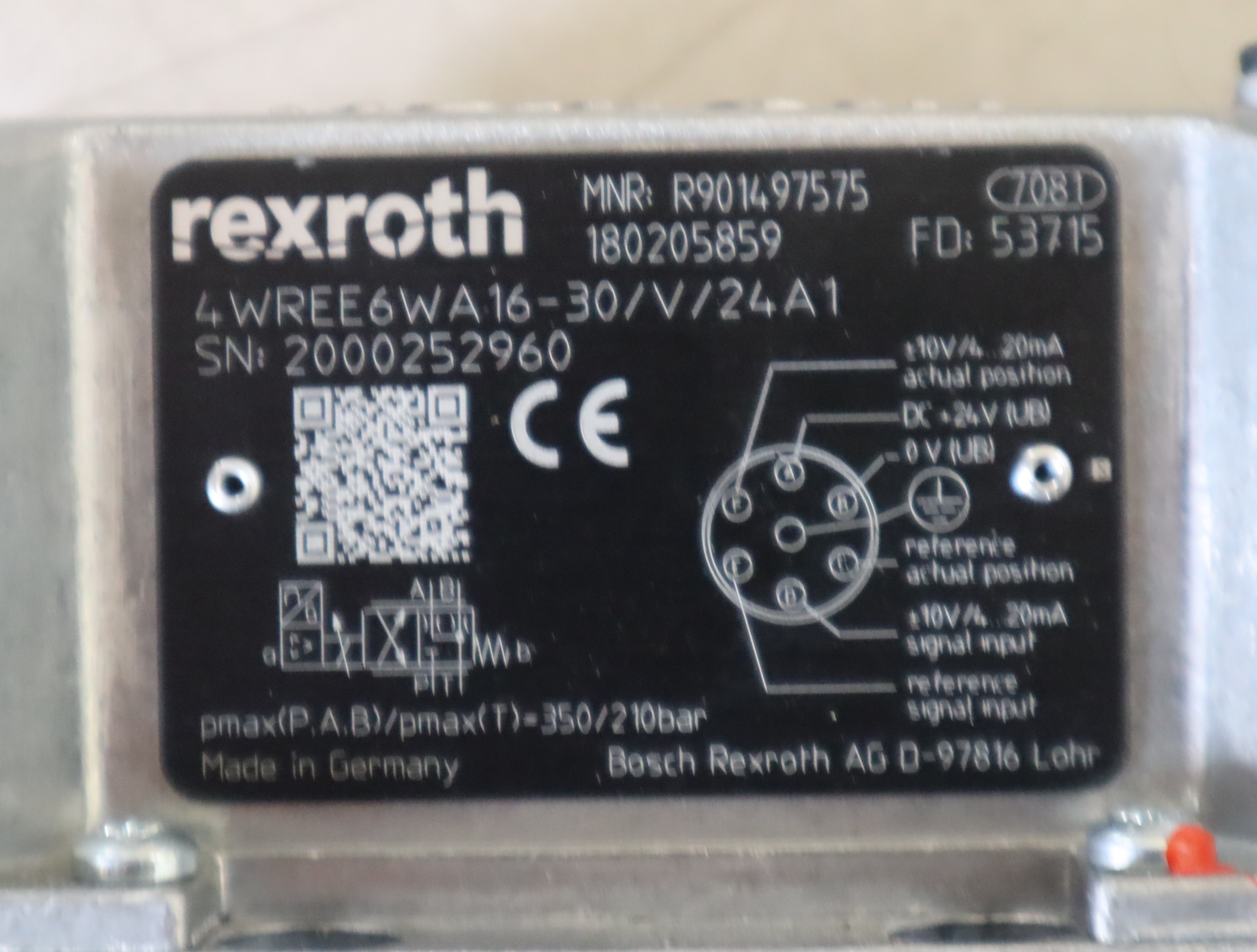 4WREE6WA16-30/V/24A1 R901497575 德国力士乐REXROTH比例阀