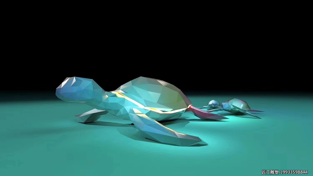 不锈钢几何切面动物海gui造型雕塑