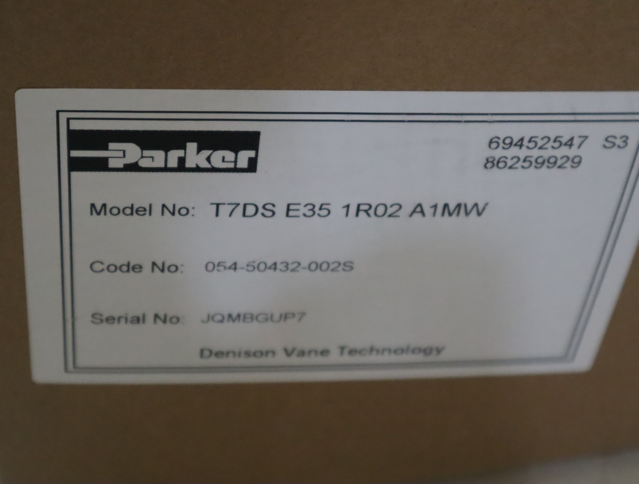 T7DS E35 1R02 A1MW 054-50432-002S 派克PARKER叶片泵中国上海产