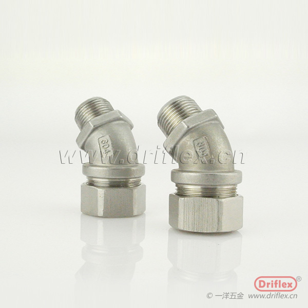 Driflex一洋五金供应304不锈钢45度软管接头配套包塑金属软管