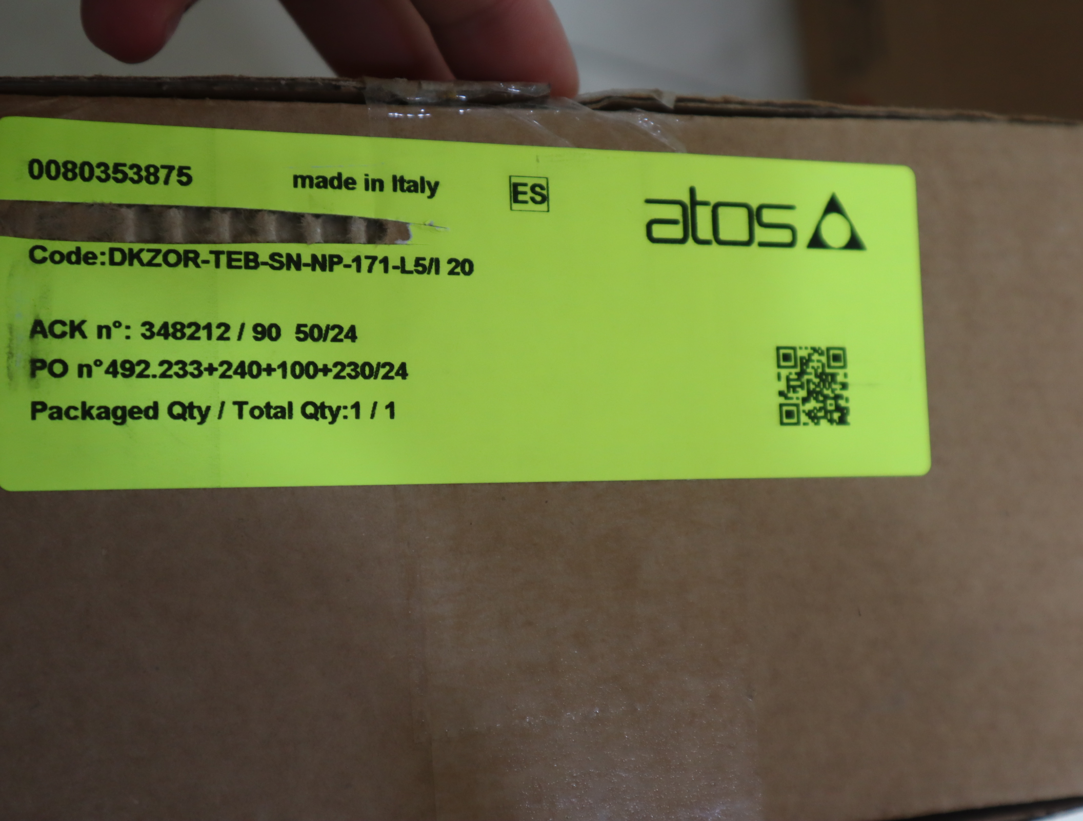 DKZOR-TEB-SN-NP-171-L5/I 20 意大利阿托斯ATOS比例阀