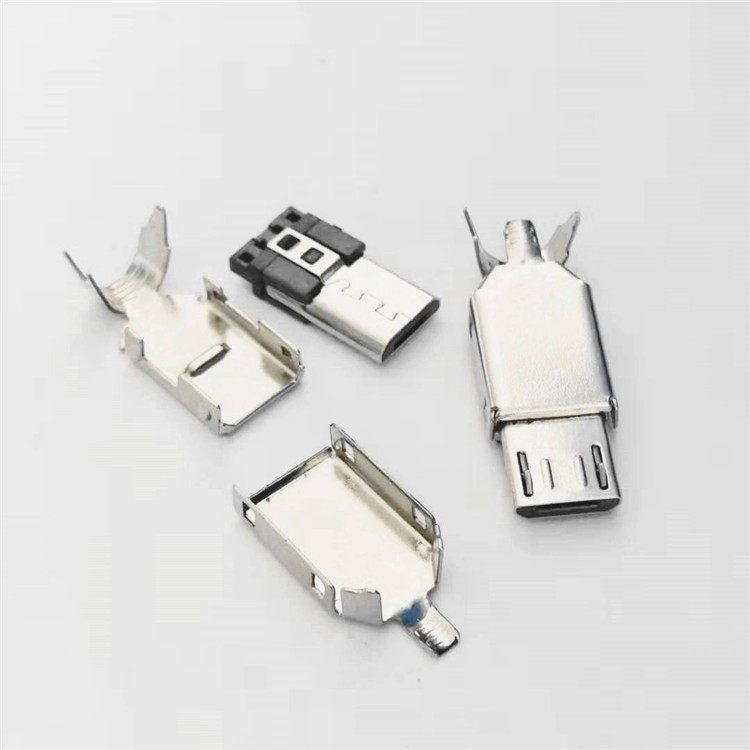 三件套MICRO USB 5PIN公头 三件式 前五后四 焊线式 四五短路 OD=4.5mm