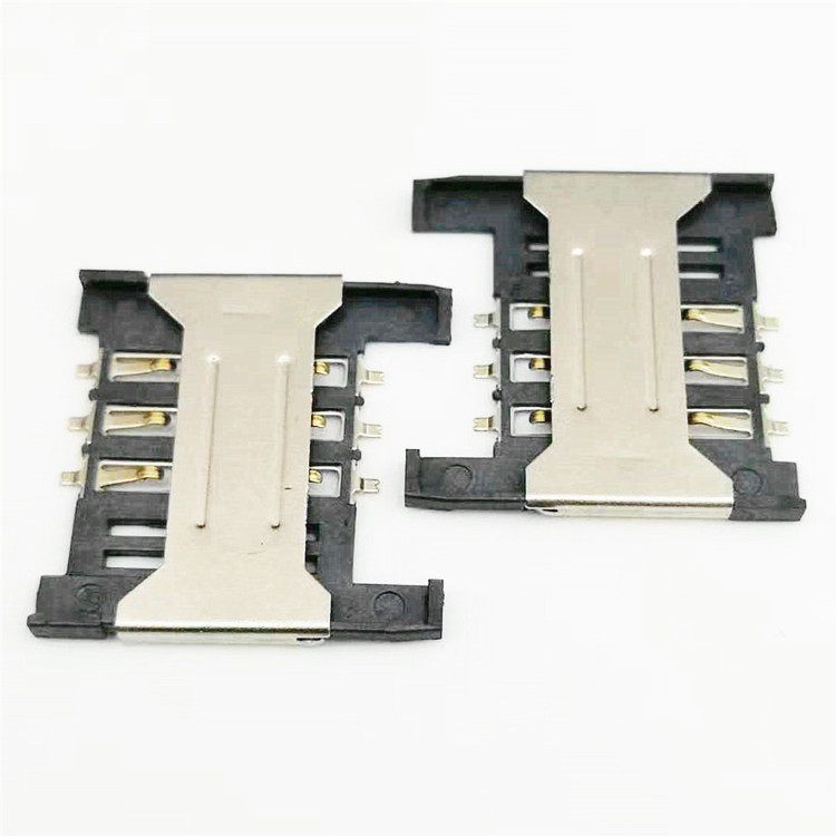 MICRO SIM卡座 6PIN 有档连桥式 SMT贴片 内焊sim卡座 H=1.8mm