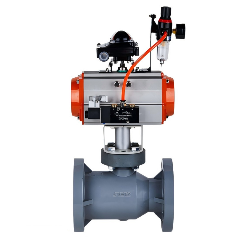 进口单双作用气动PVC球阀 防腐耐酸碱塑胶球阀