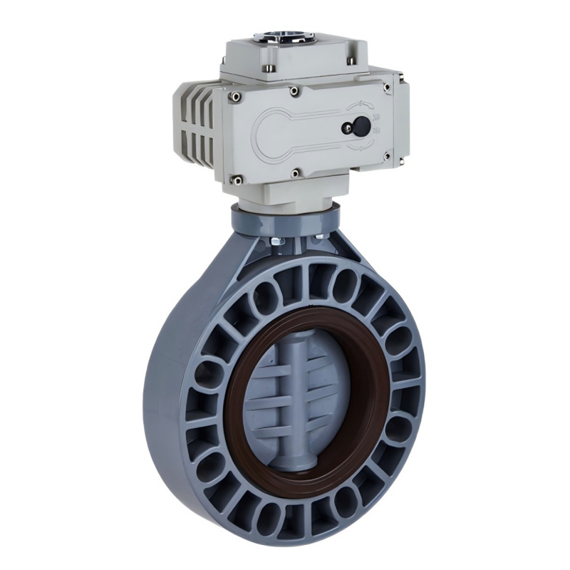 进口耐酸碱电动PVC蝶阀 化工污水塑胶蝶形阀