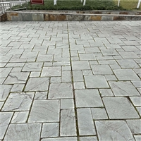 碧水青山 天然绿石英 绿色板岩碎拼文化石 青色蘑菇石景墙