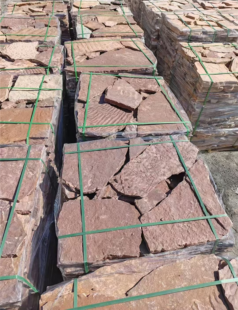 创意改造 高粱红乱形文化石 牡丹红蘑菇石 背景墙碎拼石