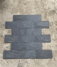 新艺术 青黑色蘑菇石自然面 不规则碎拼石片 仿古乱石墙 