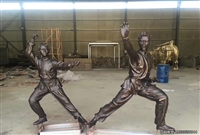 玻璃钢仿铜人物练武造型装饰雕塑