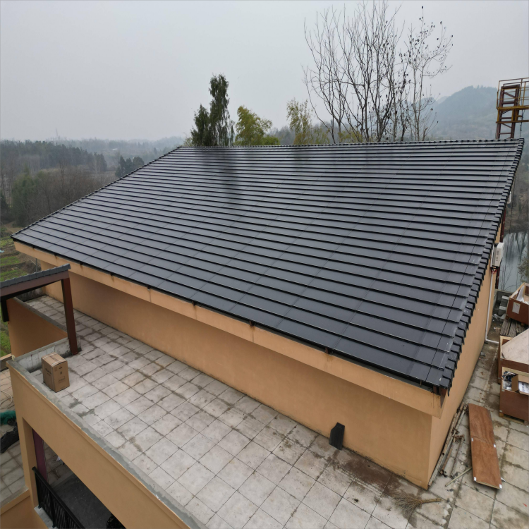 太阳能平面发电瓦 双玻钢化夹胶 光伏屋面瓦 bipv光伏建筑安装95w