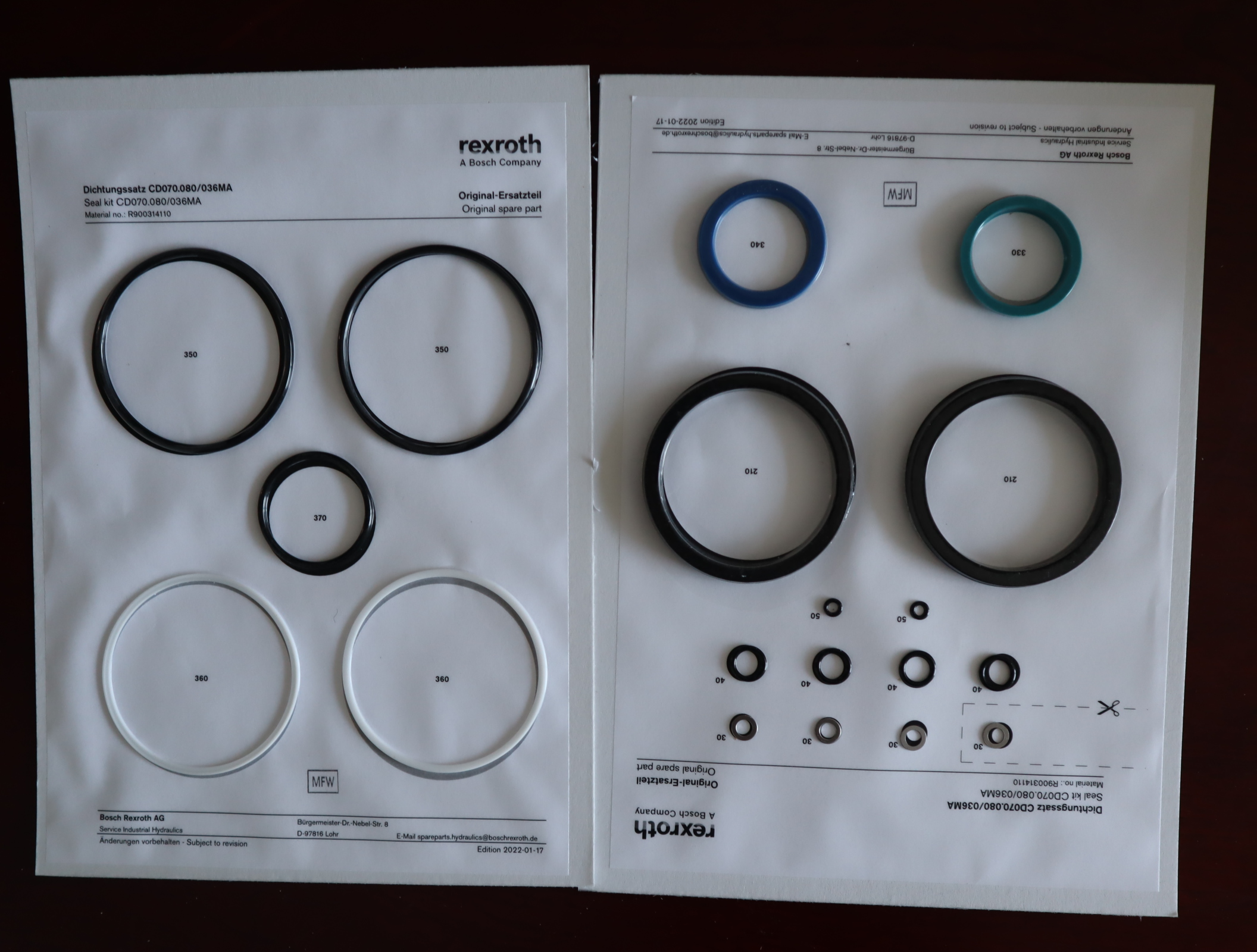 R900314110 CD070.080/036MA 德国力士乐REXROTH油缸密封套件