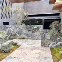 文化空间 蓝石英外墙碎拼石 古堡灰文化石背景墙 乱形板厂家