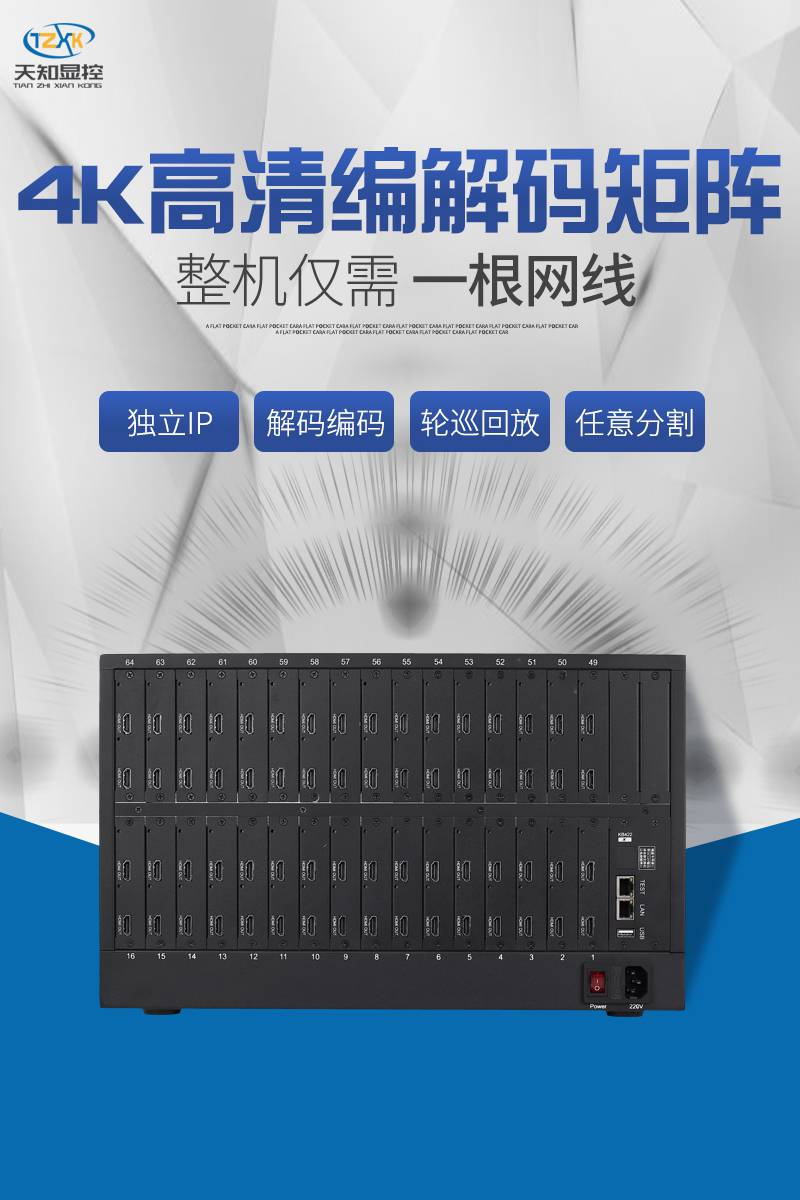 天知显控 12屏网络视频解码器 网络解码矩阵 LED字幕显示