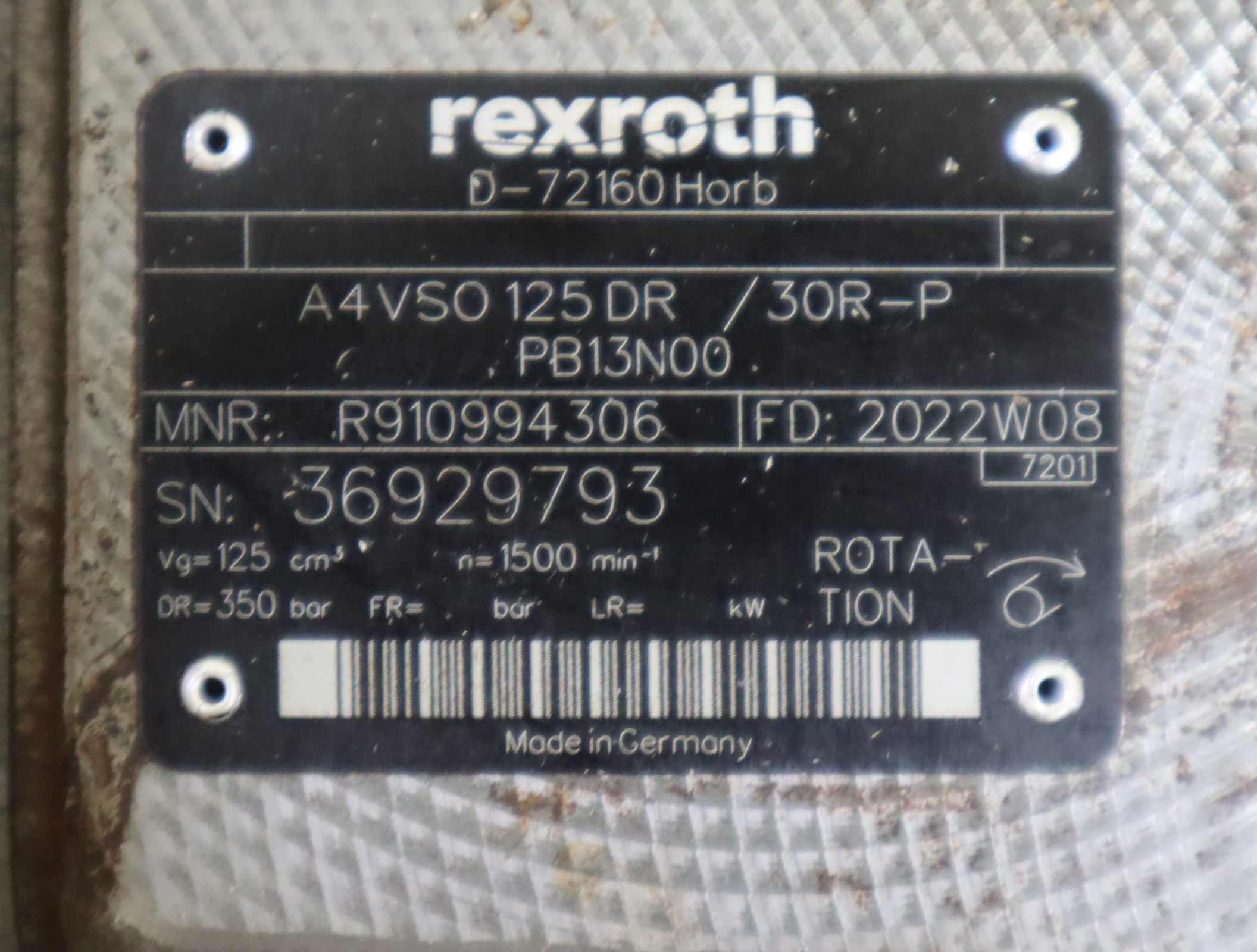 A4VSO125DR/30R-PPB13N00 R910994306 力士乐REXROTH柱塞泵