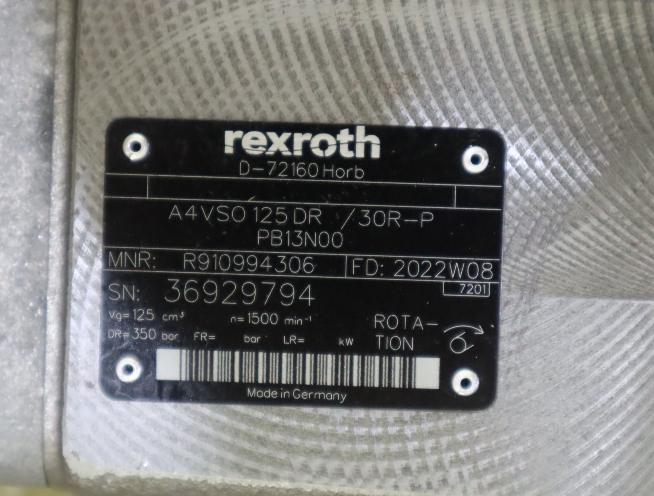  德国力士乐REXROTH柱塞泵A4VSO125DR/30R-PPB13N00 R910994306