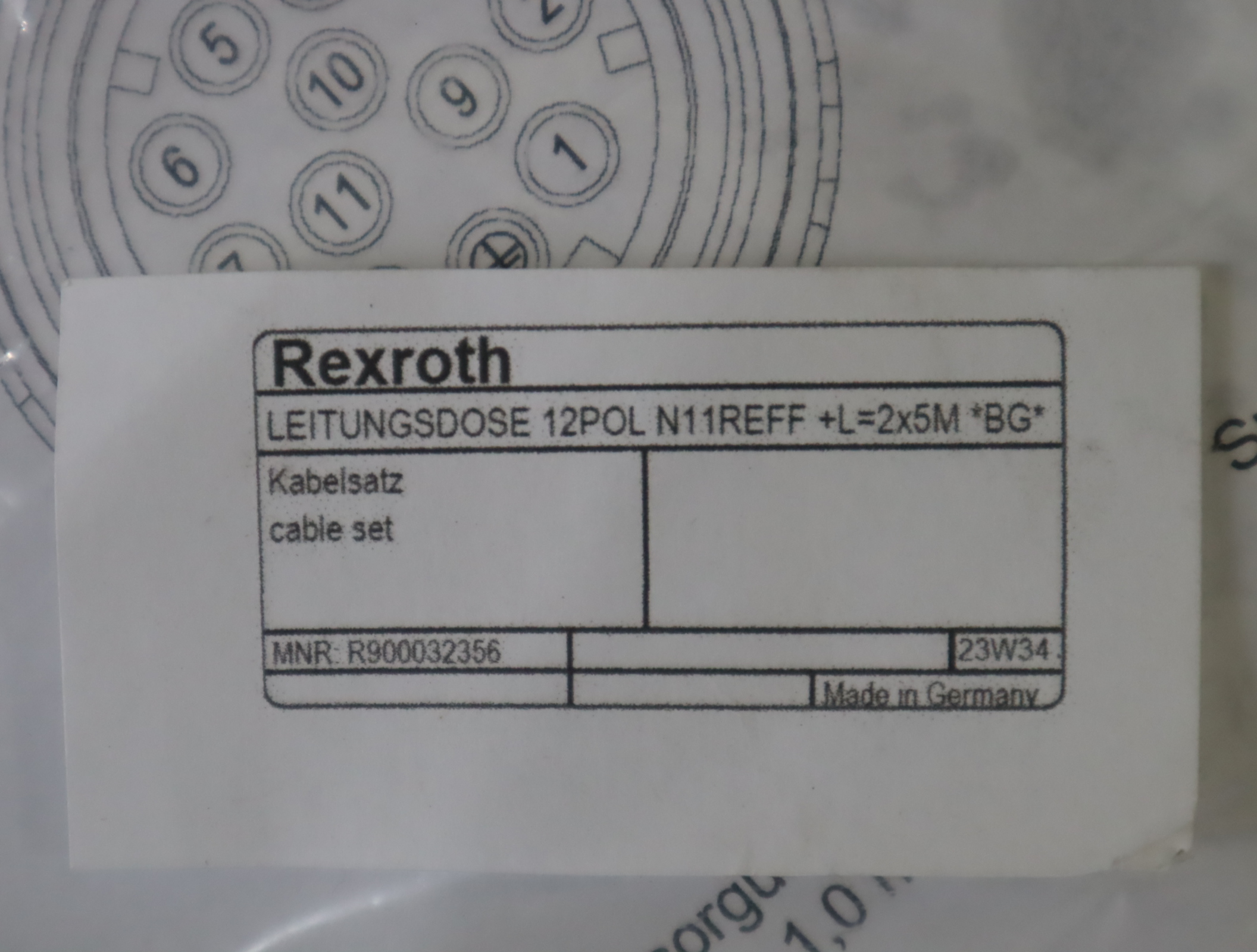 R900032356 12POL N11REFF +L 2X5M BG 力士乐REXROTH插头电缆线