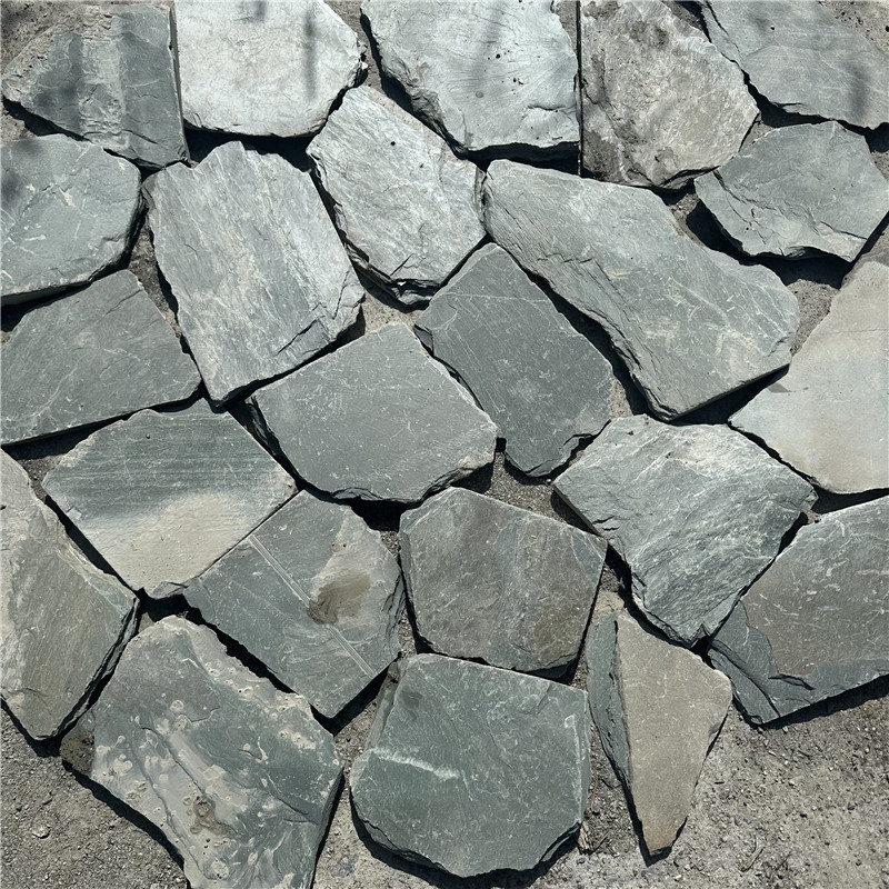 不规则片岩文化石 青色蘑菇石景墙 灰绿色板岩碎拼石